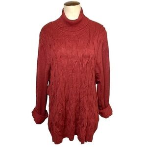 BY design minimalist rusty marron stretchy jersey knit sweater turtle neck 1-2XL